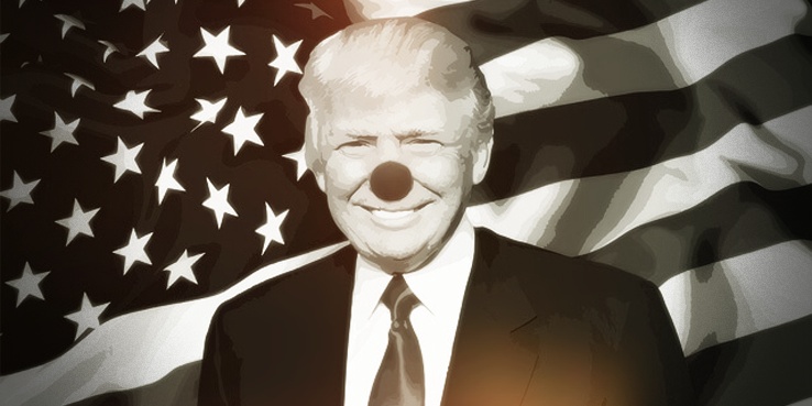 Donald Trump con cara de payaso